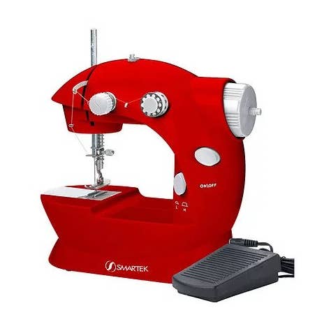 Mini machine à coudre rouge avec pédale pour la vente par Smartek USA Inc.