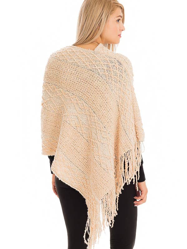 Cap Zone - Wholesale Poncho - Women's - Diamond Knit Plush Like Poncho