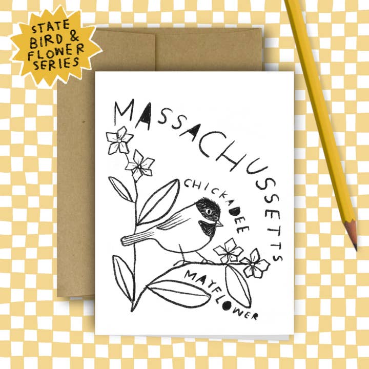 RANI BAN CO – wholesale Vardagliga hälsningskort – MASSACHUSETTS State Flower & Fågel gratulationskort