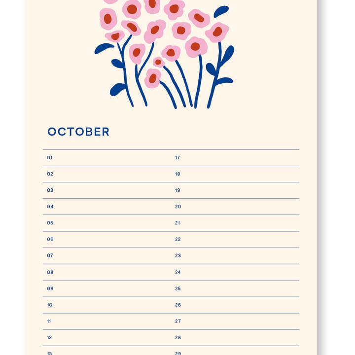 A-Journal Stationery - Wholesale Calendar - Fabrique Verjaardagskalender - Flora