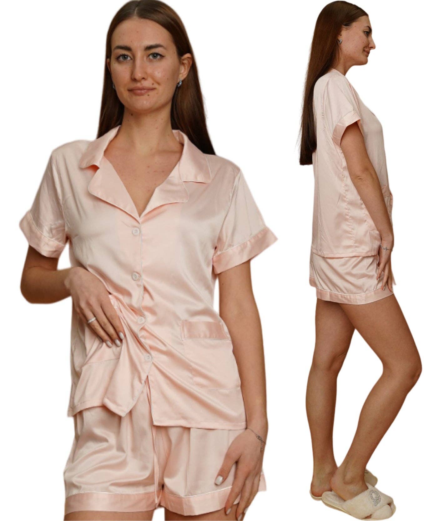 Taniri - Wholesale Sleepwear Set - Women's - ASHLEY SHORT MATTE SATIN PAJAMAS34