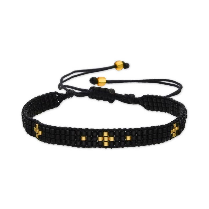 Pulsera mit schwarzem Kristall, 18k Gold-Finish - Sagruk für den Großhandel von Luxenter