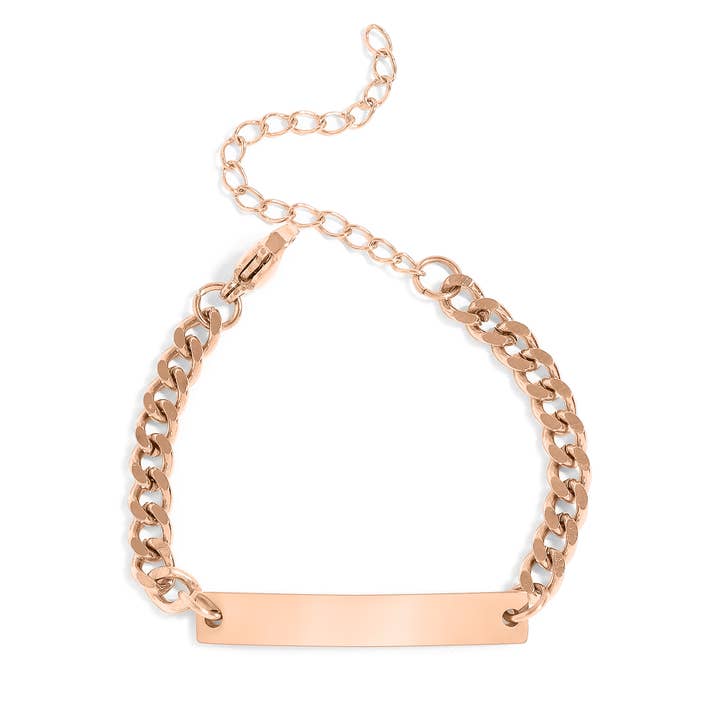 WJW - Wholesale Schakelarmband - 18-karaats PVD-gecoate mini-armband met gebogen staaf van roestvrij staal