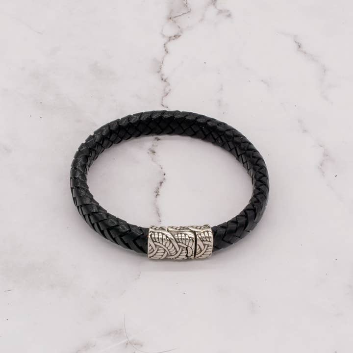 Arbor Trading Post - Wholesale Woven/Braided Bracelet - Leather Braided Bracelet with Magnetic Clasp (Choose from 3 Colors)