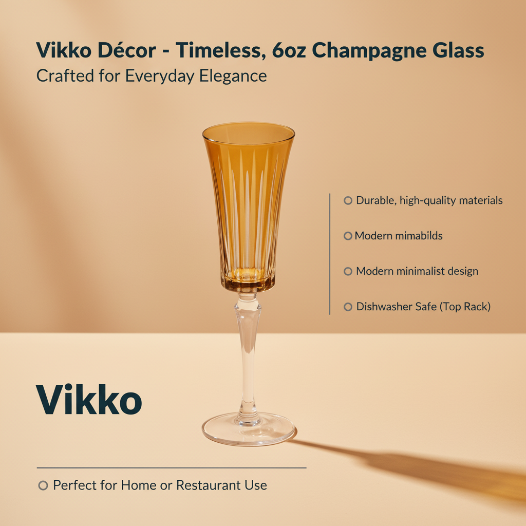Kadra Kitchenware - Wholesale Champagne Flute - Vikko Décor - Timeless, 6oz Champagne Glass, Amber3