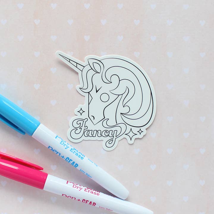 Unicornio - Kit de vinilo para colorear con marcadores de borrado en seco para venta al por mayor de Leela and JoJo