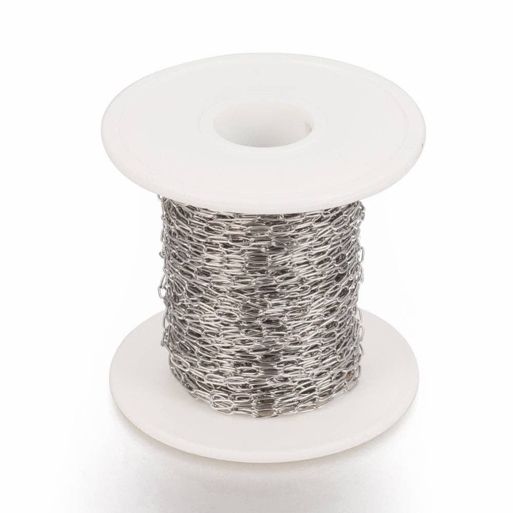 Love, Paige Designs - Wholesale Link & Chain Necklace - Silver Paperclip Link Chain 4.8mm By the Foot - Stainless Steel2