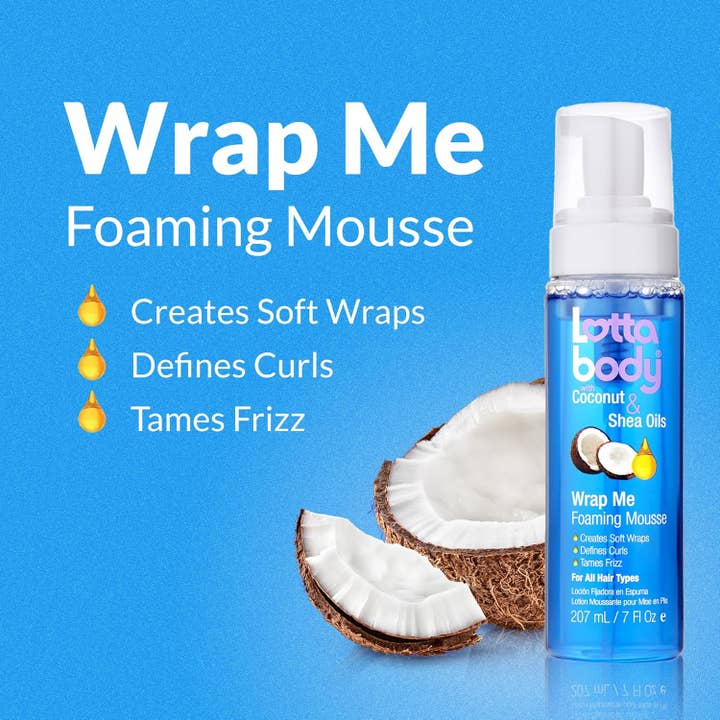 BranVx Distributors - Wholesale Hair Styling Gel/Mousse - Lottabody Wrap Me Foaming Mousse with Coconut & Shea Oil 7 oz. Lightweight Foam1