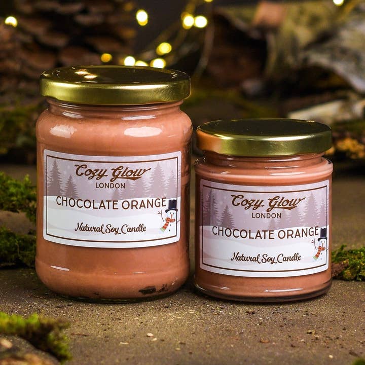 Bougie en cire de soja parfum chocolat-orange Cozy Glow pour la vente par Cozy Glow Candles & Home