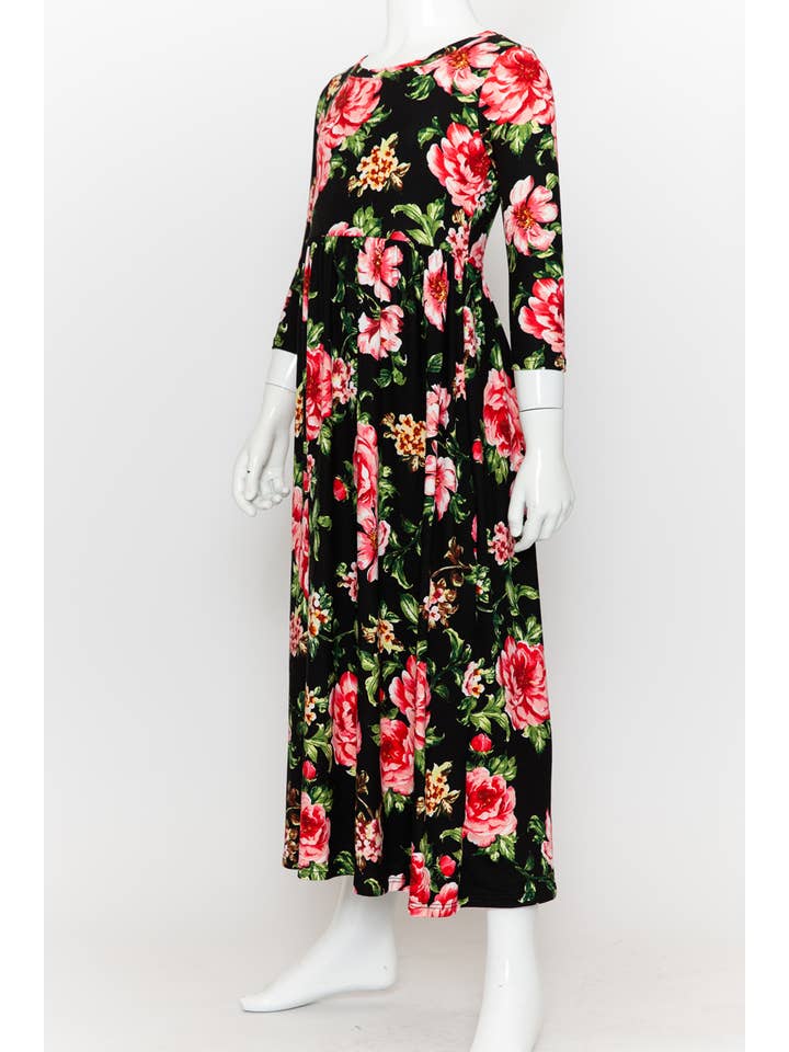 Allium - Wholesale Dress - Kids - Girls Fit and Flare Floral Maxi Dress11