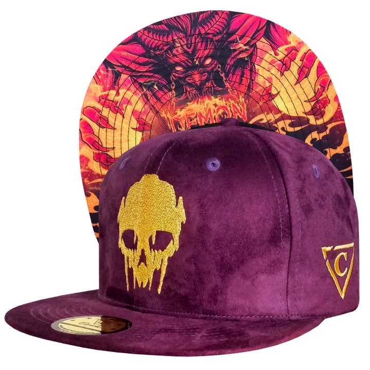 Demon Snapback - Purple Suede & Golden Thread for wholesale by Capiche