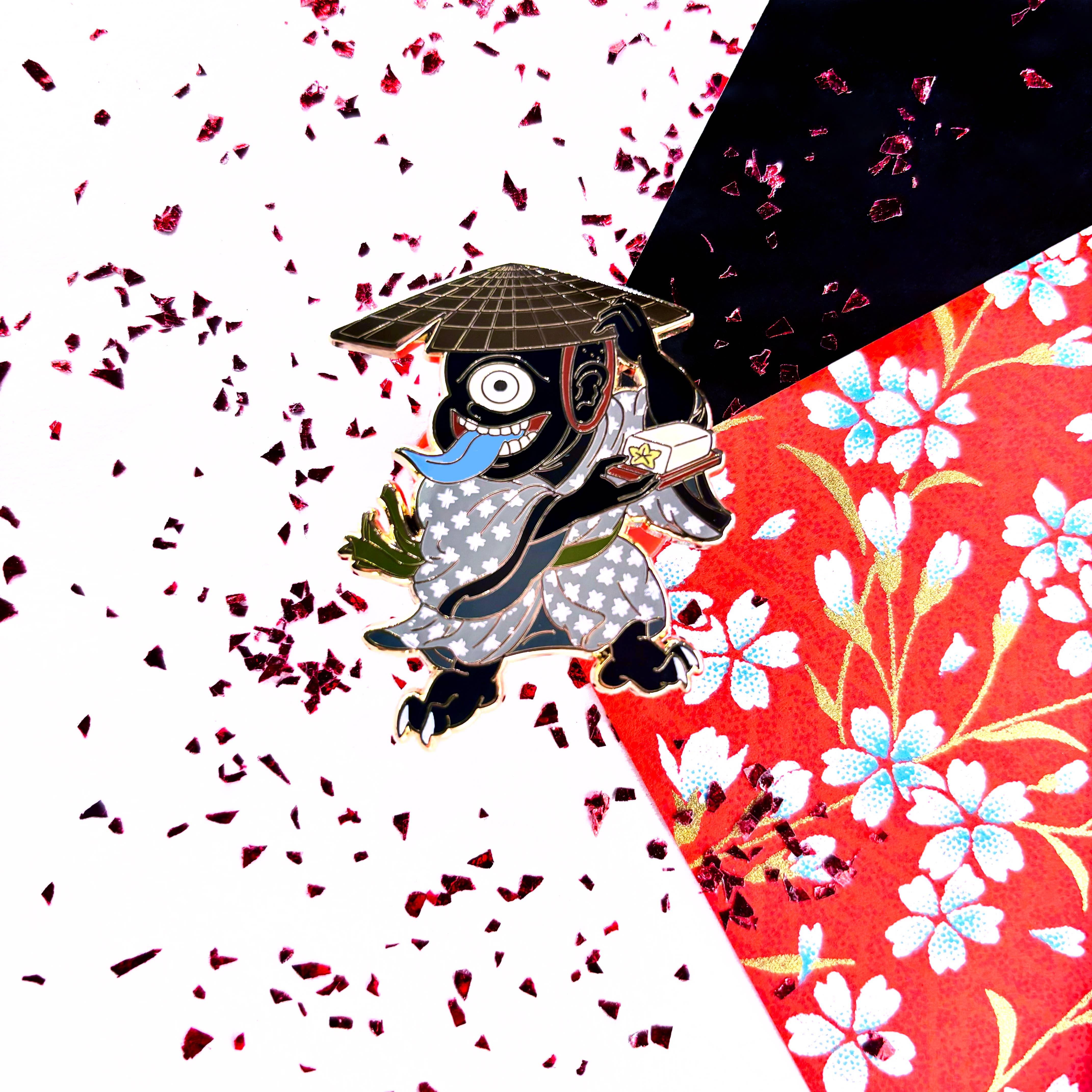 Shishido Creative - Wholesale Lapel Pin/Button - Cyclops Hitotsume Kozo • BLACK • Japanese Yokai Pin