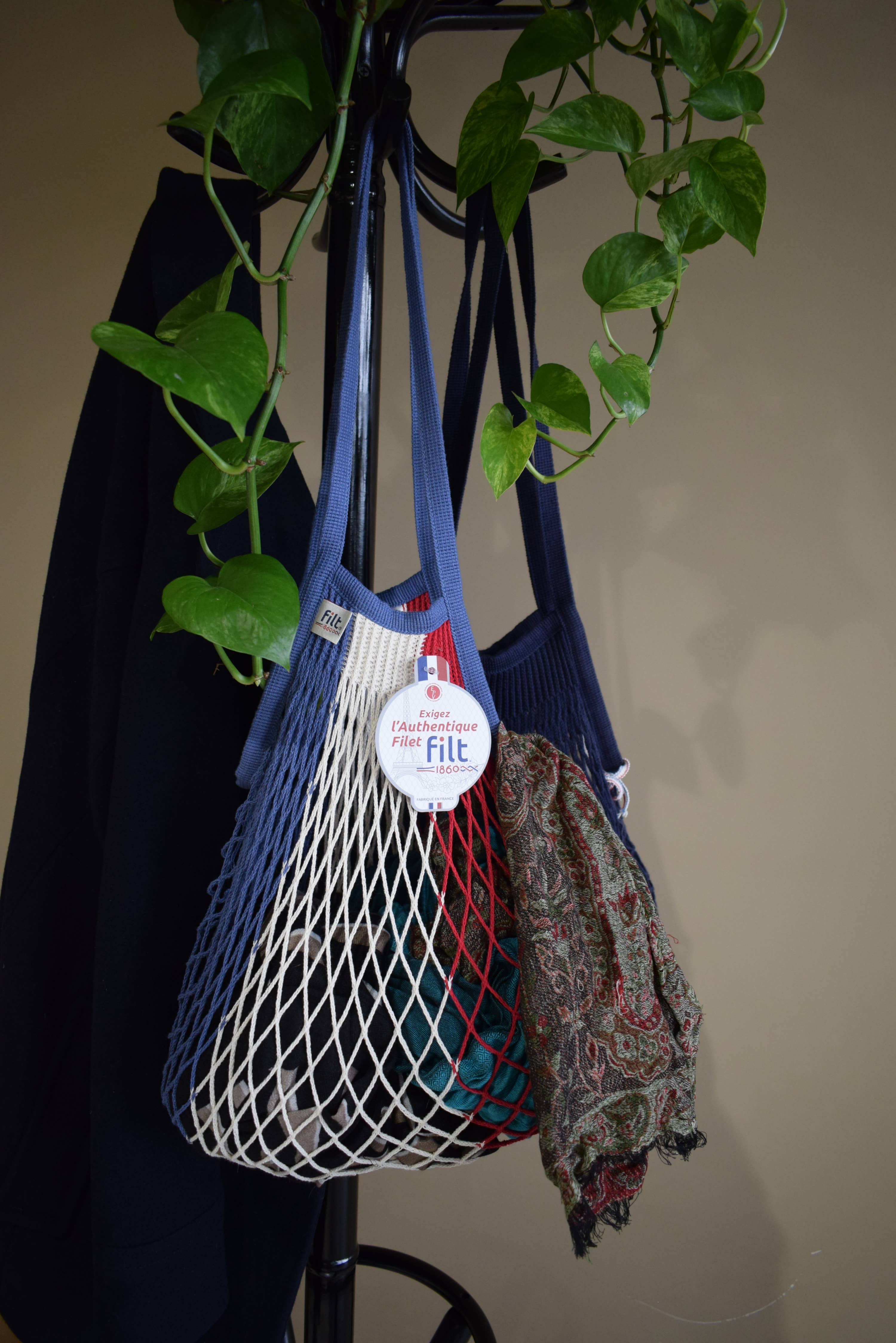 Filt1860 - Wholesale Grocery/Shopping Bag - Net shopping bag Bleu Blanc Rouge long handles3