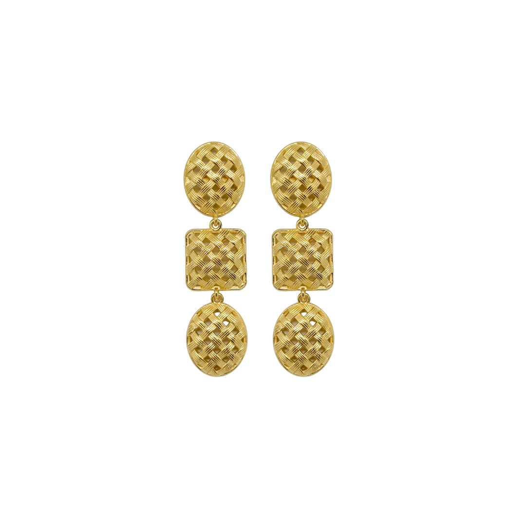 M Donohue Collection - Wholesale Dangle Earrings - Catherine Gold Lattice Triple Earrings0