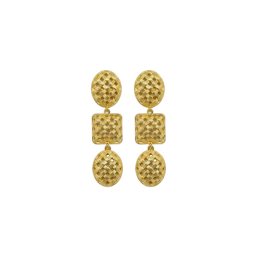 M Donohue Collection - Wholesale Dangle Earrings - Catherine Gold Lattice Triple Earrings
