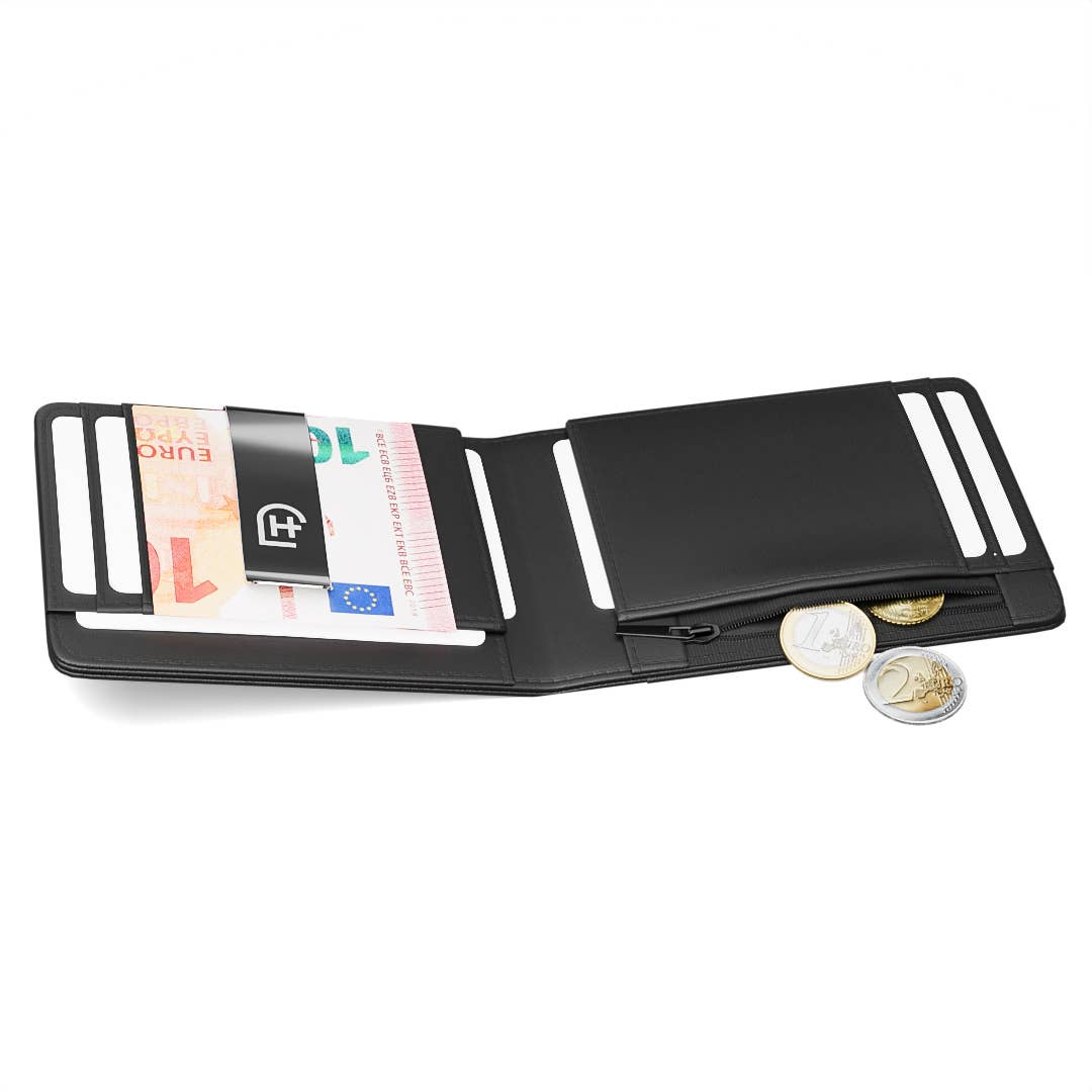 James Hawk - Vente Portefeuille – homme - Portefeuille élégant en cuir mince pour homme avec clip à billets8