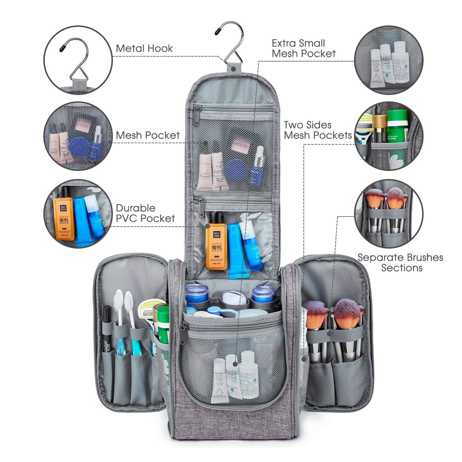 wandf - Wholesale Toiletry Bag - Women's - Hanging Travel Toiletry Cosmetic Bag for Women10