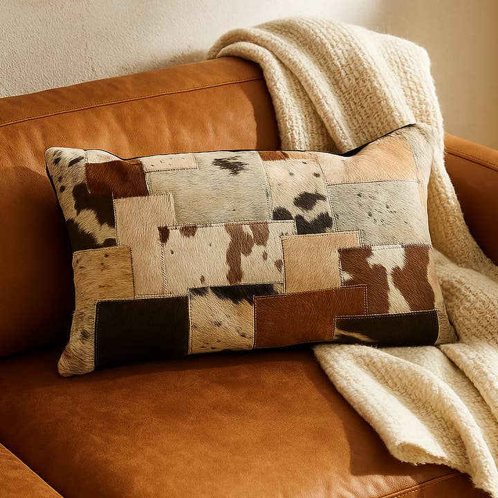 Outback Patchwork Koeienhuid Lendenkussen | Melbourne Leather Co voor wholesale door MLC