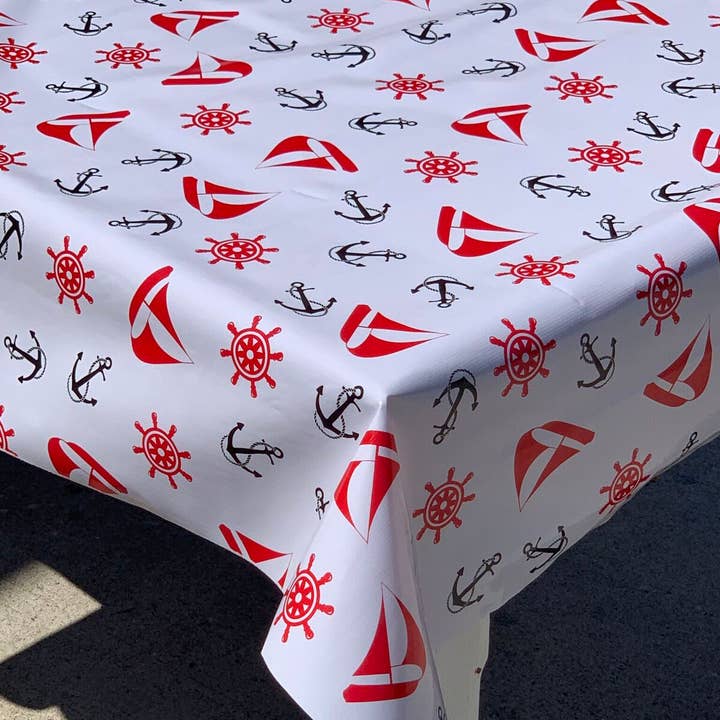 Nantucket Nautical Tablecloth for wholesale by Oilcloth International
