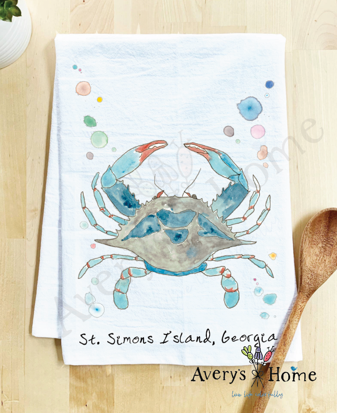 Avery's Home - Wholesale Tea Towel - Blue Crab Ocean Customizable Coastal Tea Towel57