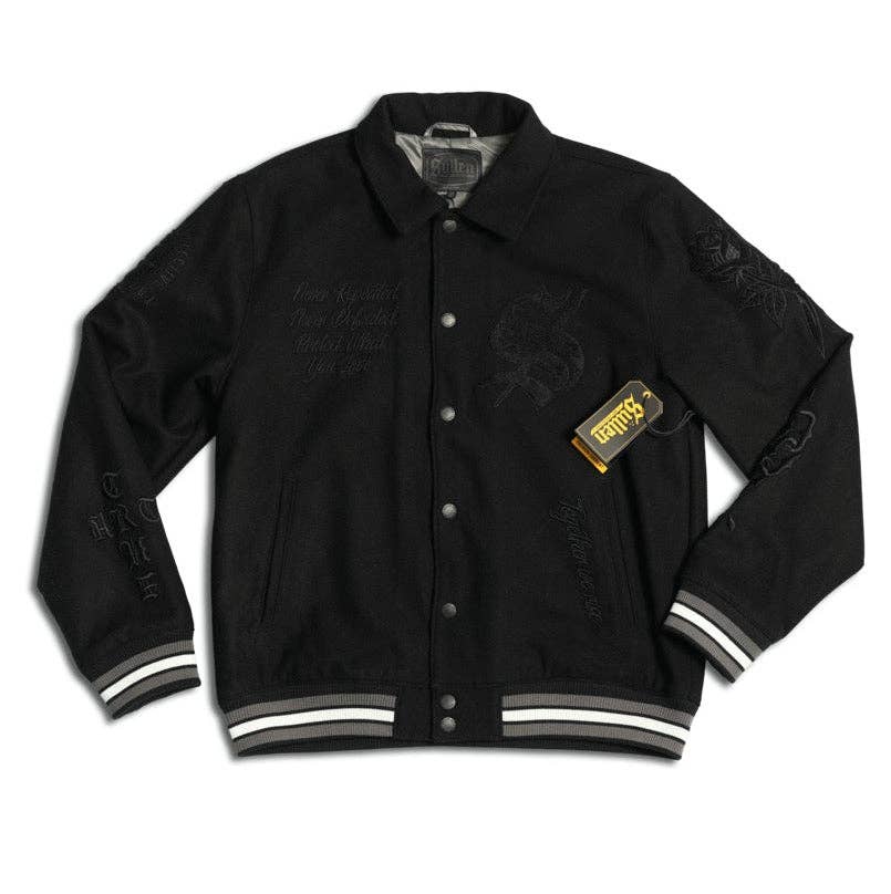BLACK Art Scholar Varsity Jacket for wholesale on Faire6