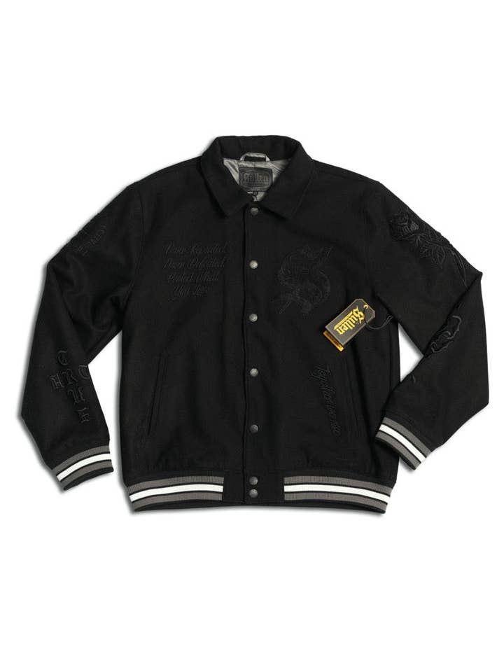 BLACK Art Scholar Varsity Jacket for wholesale on Faire6