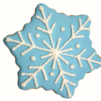 Wit op blauwe sneeuwvlok voor wholesale door The Frosted Baker