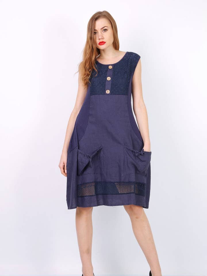 MACMAX HURRICANE abito corto tinta unita blu per la vendita all'ingrosso da parte di MACMAX