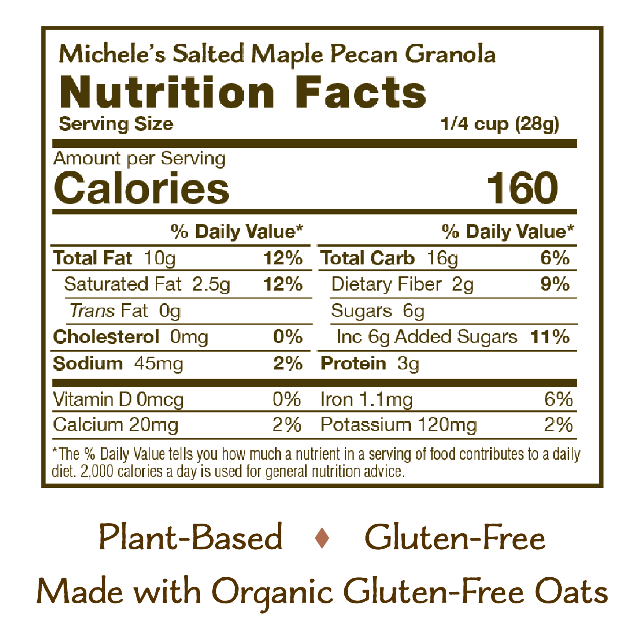Michele's Granola - Wholesale Granola - Salted Maple Pecan Granola - 12oz (Case of 6) [$5.83/bag]1