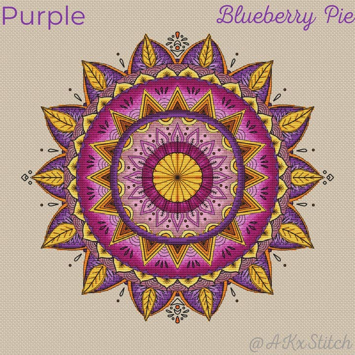 Mandala "Blueberry Pie" Cross Stitch Kit for wholesale by AKxStitch
