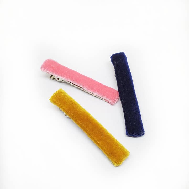 The Tiny Bow Shop - Wholesale Hair Clip - Kids - Navy, Pink and Mustard Fabric Clip Set