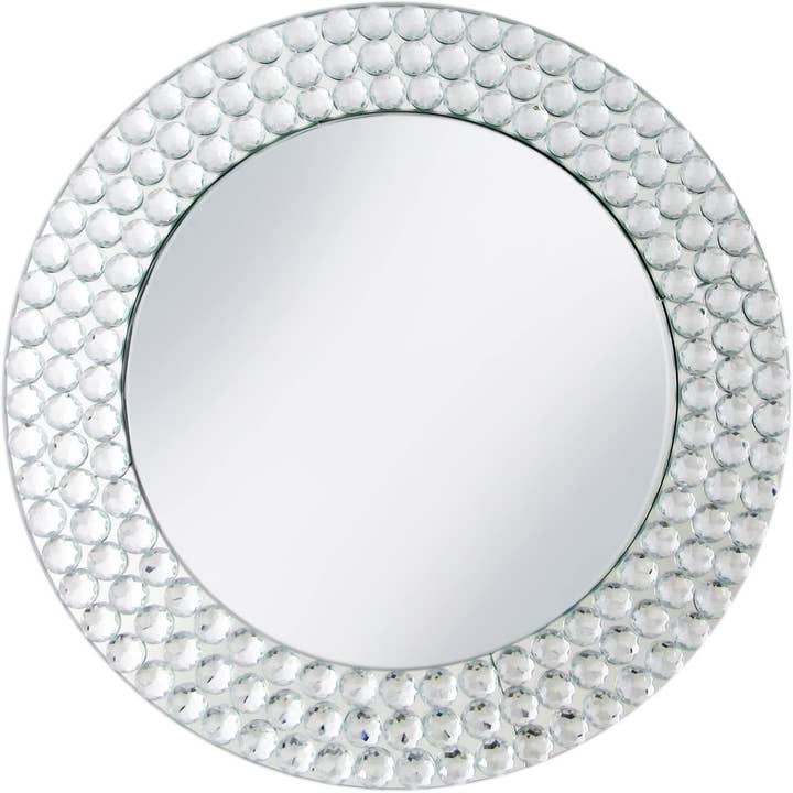 MIRROR CHARGER PLATE 13"D W/ ROUND triple BEADS amz for wholesale by Jay Import CO
