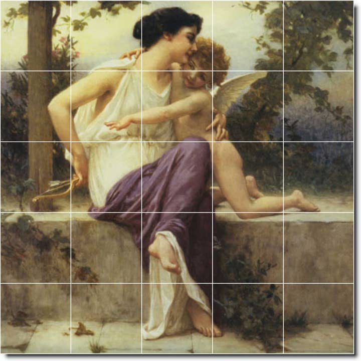 Mural de Azulejos de Pared de Cerámica Ángeles - Cupido Desarmado para venta al por mayor de Picture-Tiles.com