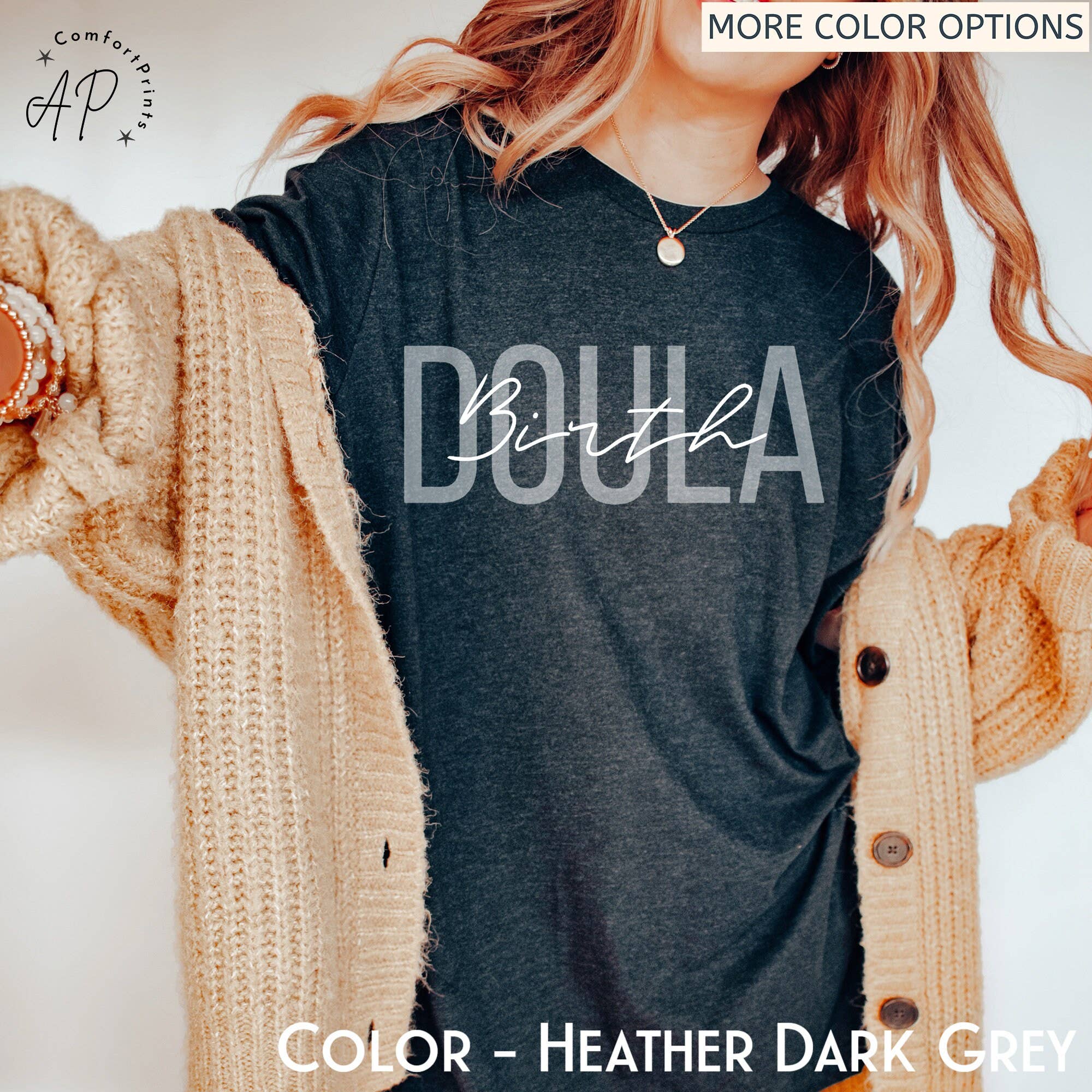 APComfortPrints - Wholesale Screen Printed T-Shirt - Women's - Doula Birth Shirt, Let's Doula This T-Shirt1