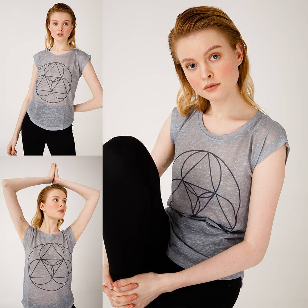 gris T-shirt gris BiggYoga Namaste en vente sur Faire4