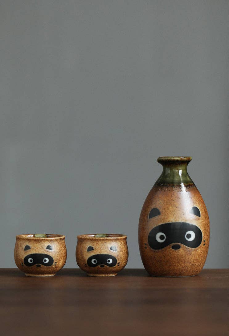 Gohobi （We cover U.S. import duties） - Vente Service à thé - Set de saké et thé japonais Gohobi avec raton laveur, fabrication japonaise6