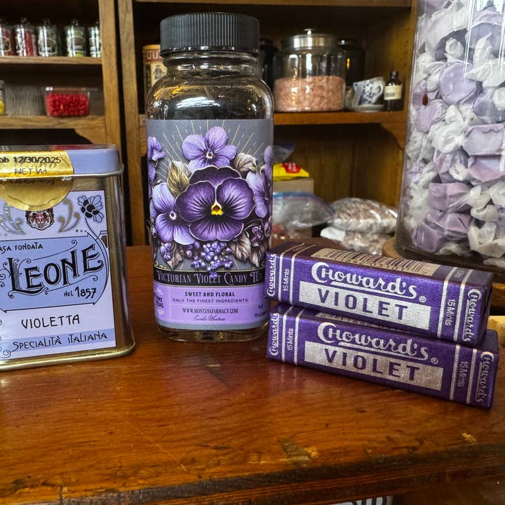Montana Farmacy - Wholesale Loose Tea - Vintage Victorian Violet Candy Tea Candied French Tea in Jar5
