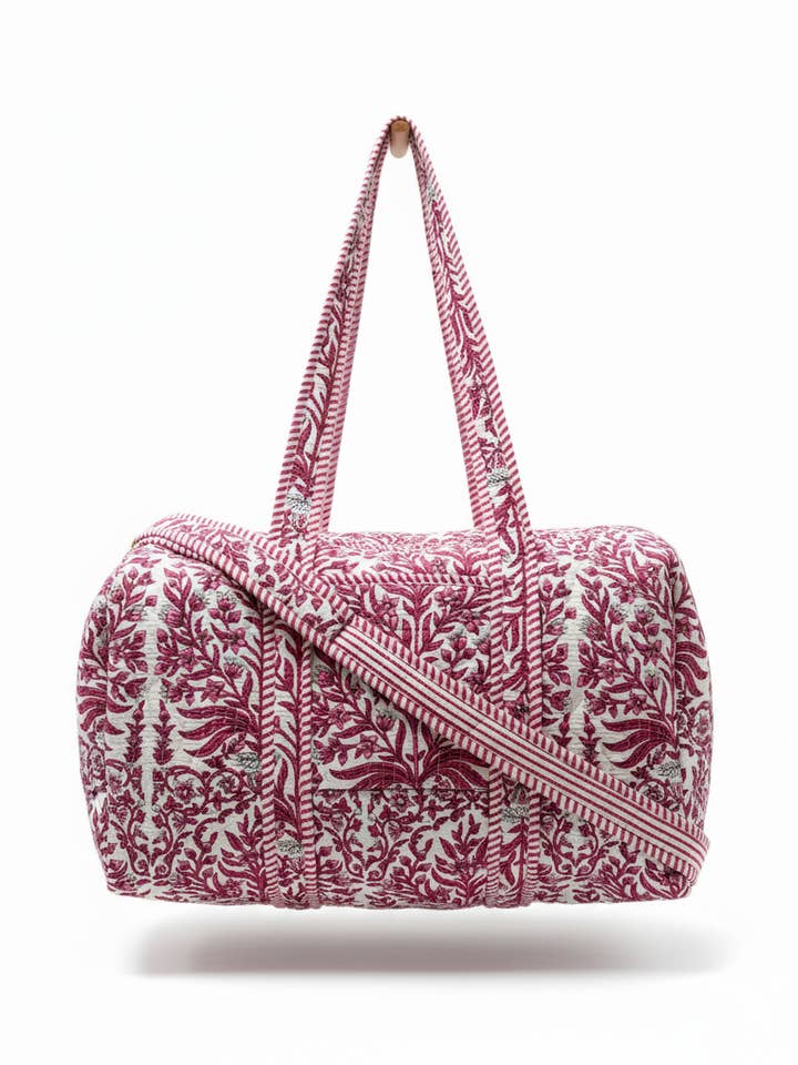 Gestepptes Übernacht-Reisetasche, Rosa Blumenmuster für den Großhandel von NIBI MTK