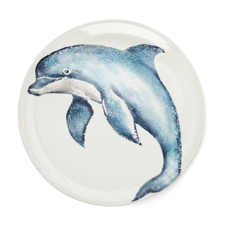 Varelser Dolphin Platter | Ocean Animal | Blue Platter för wholesale av BlissHome