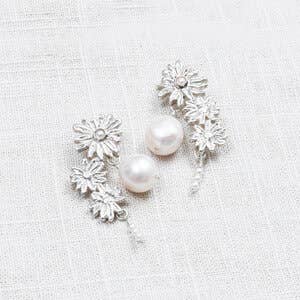REMOVED BRAND - Wholesale Stud/Post Earrings - Aster Drop Earrings Silver
