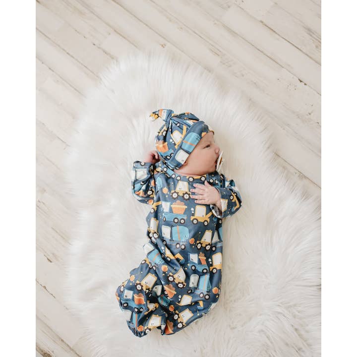 Adorable Sweetness - Wholesale Babygown Set - Baby - Infant Boys Truck Baby Gown and Hat Set