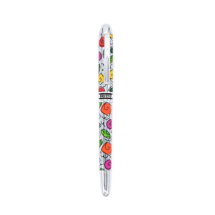 Stylo à bille roulante BRITTO® - Roses colorées pour la vente par BRITTO®