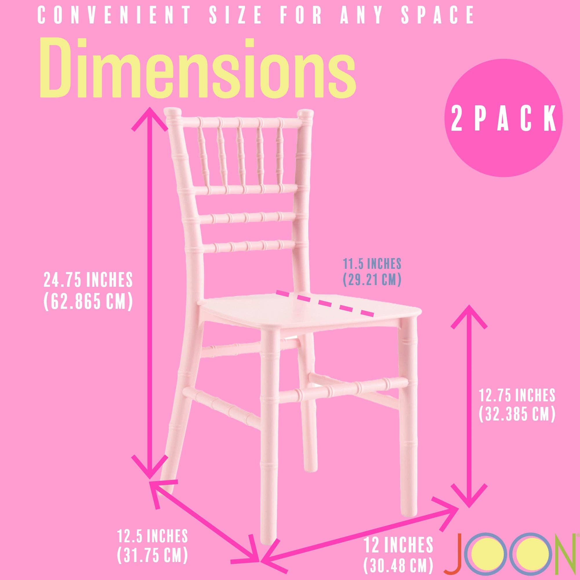 ShopBobbys - Wholesale Chair - Kids - JOON 2 Pack Kids Tiffany Chiavari Chairs, 25x13x14.5 Inches12
