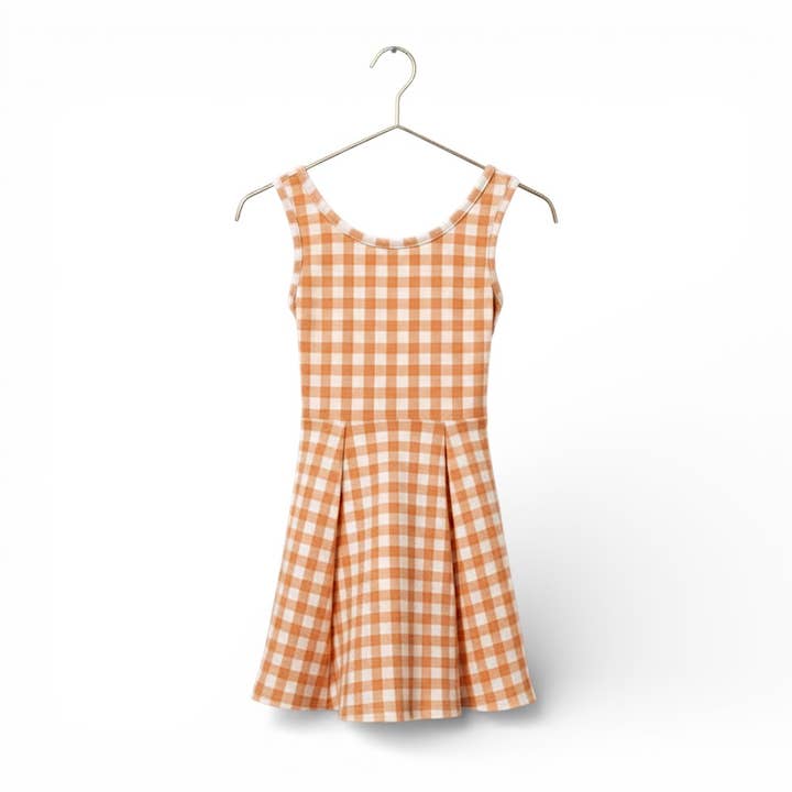 Gingham Activewear Dress in Burnt Orange and White for wholesale by ntrl co.