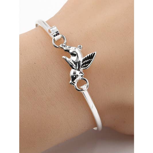 FR3388 Bracelet en fonte d'animaux WHEN PIGS FLY_PIG Wings pour la vente par 0011 PREMIERE