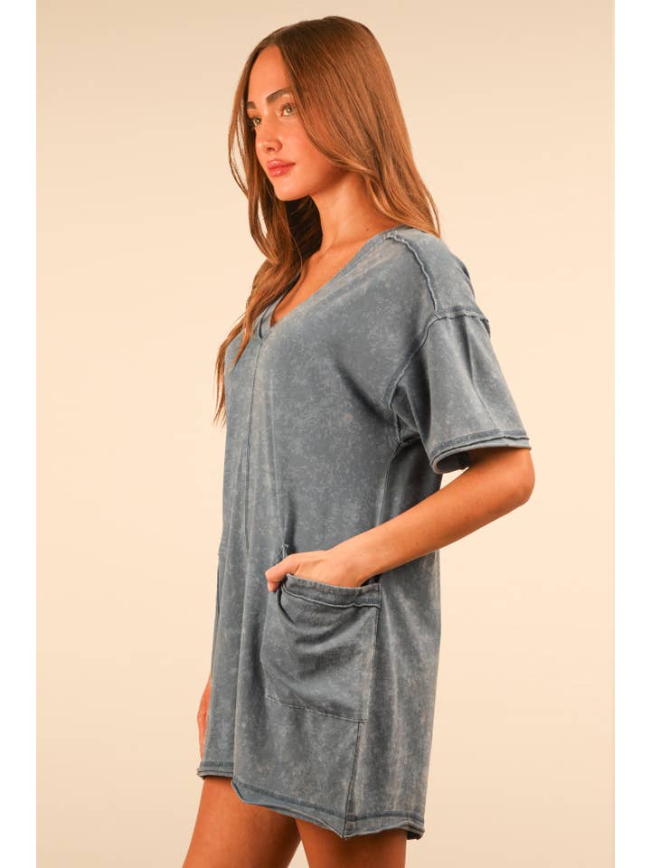 VERY J - Wholesale Romper - Women's - NP70740X-PLUS SIZE Mineral Washed Casual Knit Romper