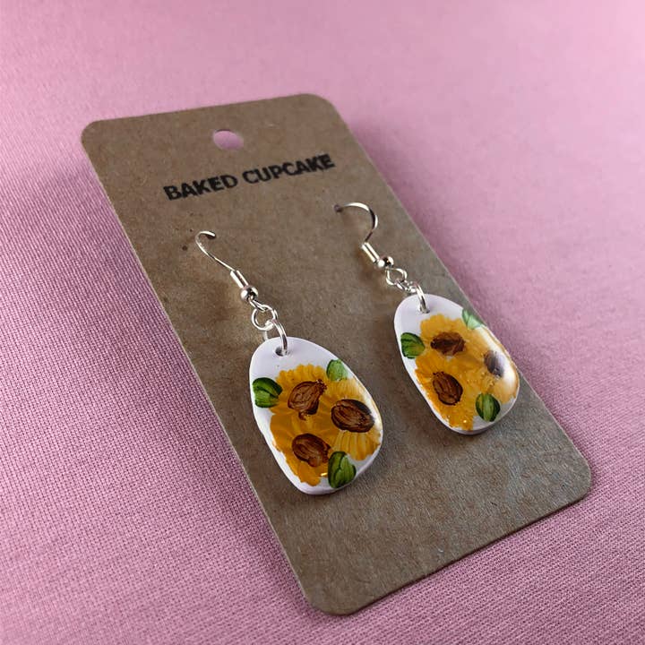 Painted Sunflower Earrings - More Colors for wholesale by Baked Cupcake