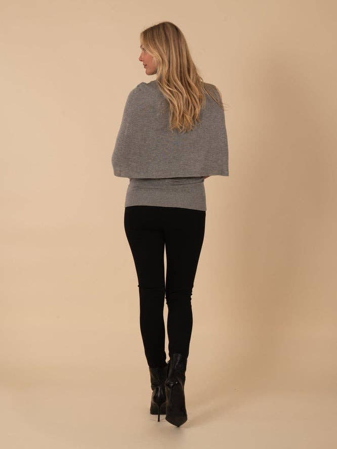 Turtleneck Caplet Sweater- Heather Grey for wholesale on Faire1