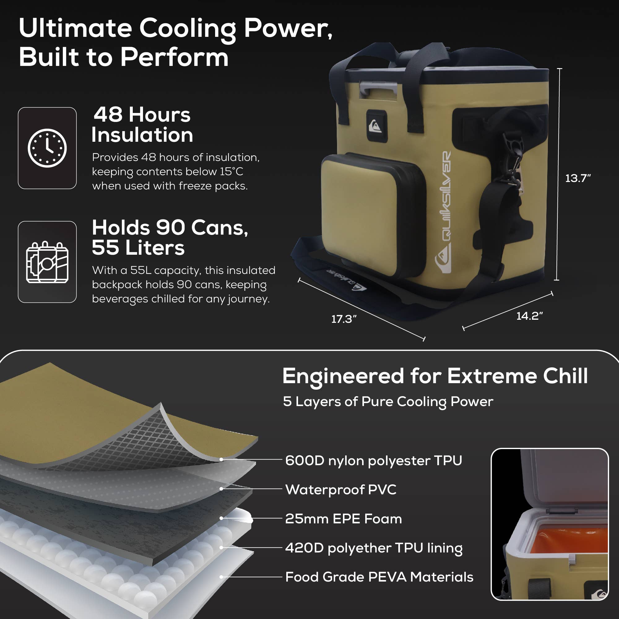 Quiksilver Hydration - Wholesale Cooler/Cooler Bag - Coastal Collection Zipperless Box Cooler 13