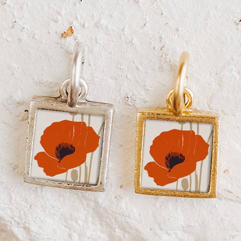 Red Poppy Pendant Charm for wholesale by Bel Kai